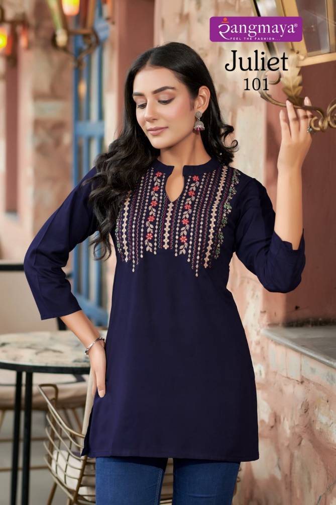 Juliet By Rangmaya Rayon Tunic Ladies Top Wholesale Price In Surat